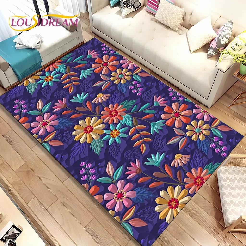 Nordic 3D Daisy Flower Area Rug,Carpet Rug for Home Living Room Children Bedroom Sofa Doormat Decor,kids Play Non-slip Floor Mat