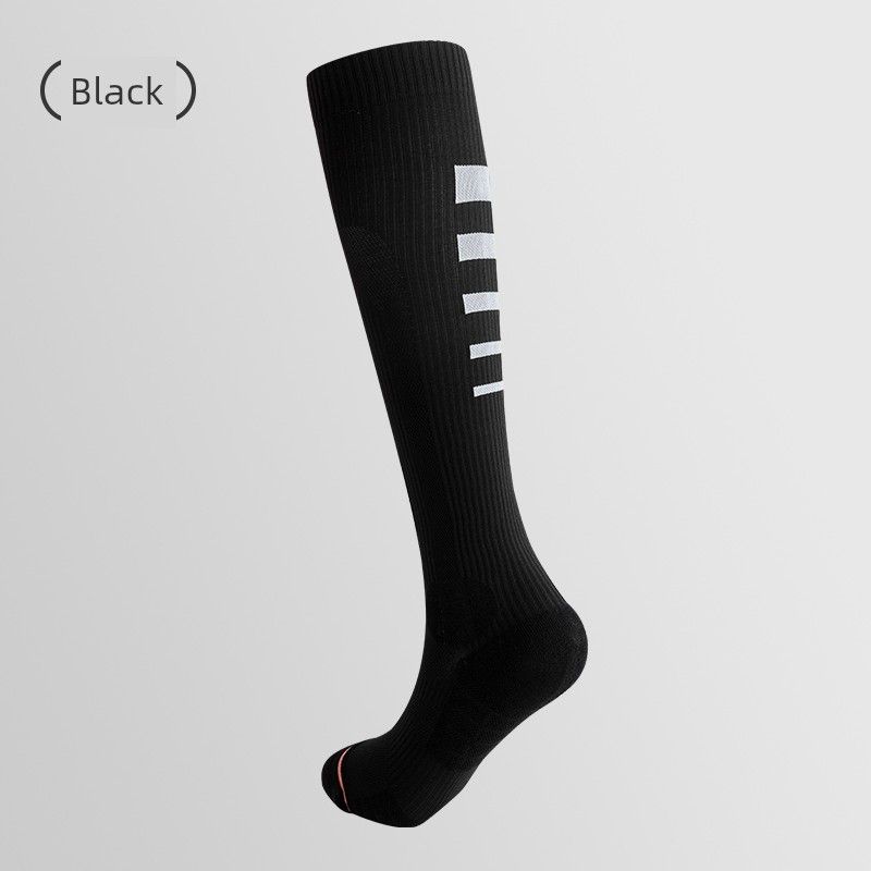 

Super Generation Knee-Length Sports Yoga Fitness Running Marathon Color Stripe Calf Hose Compression Socks WOMEN S Socks Black