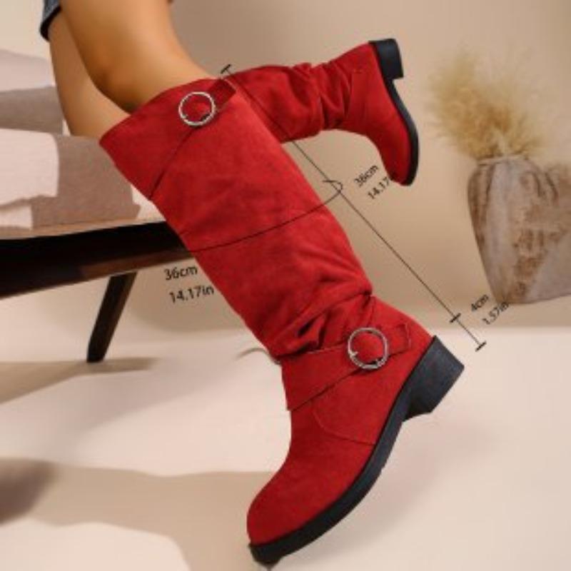 Autumn and winter new pleated piled boots women's new thin thick heel thick sole suede fashion boots but knee boots