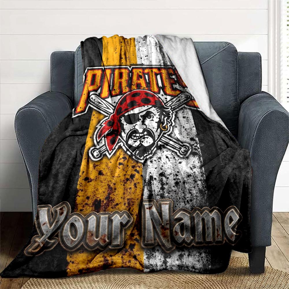 Name Custom Pittsburgh Pirates Print Flannel Blanket High Quality Warm Comfortable Cover for All Seasons Perfect for Gifts Home Decor
