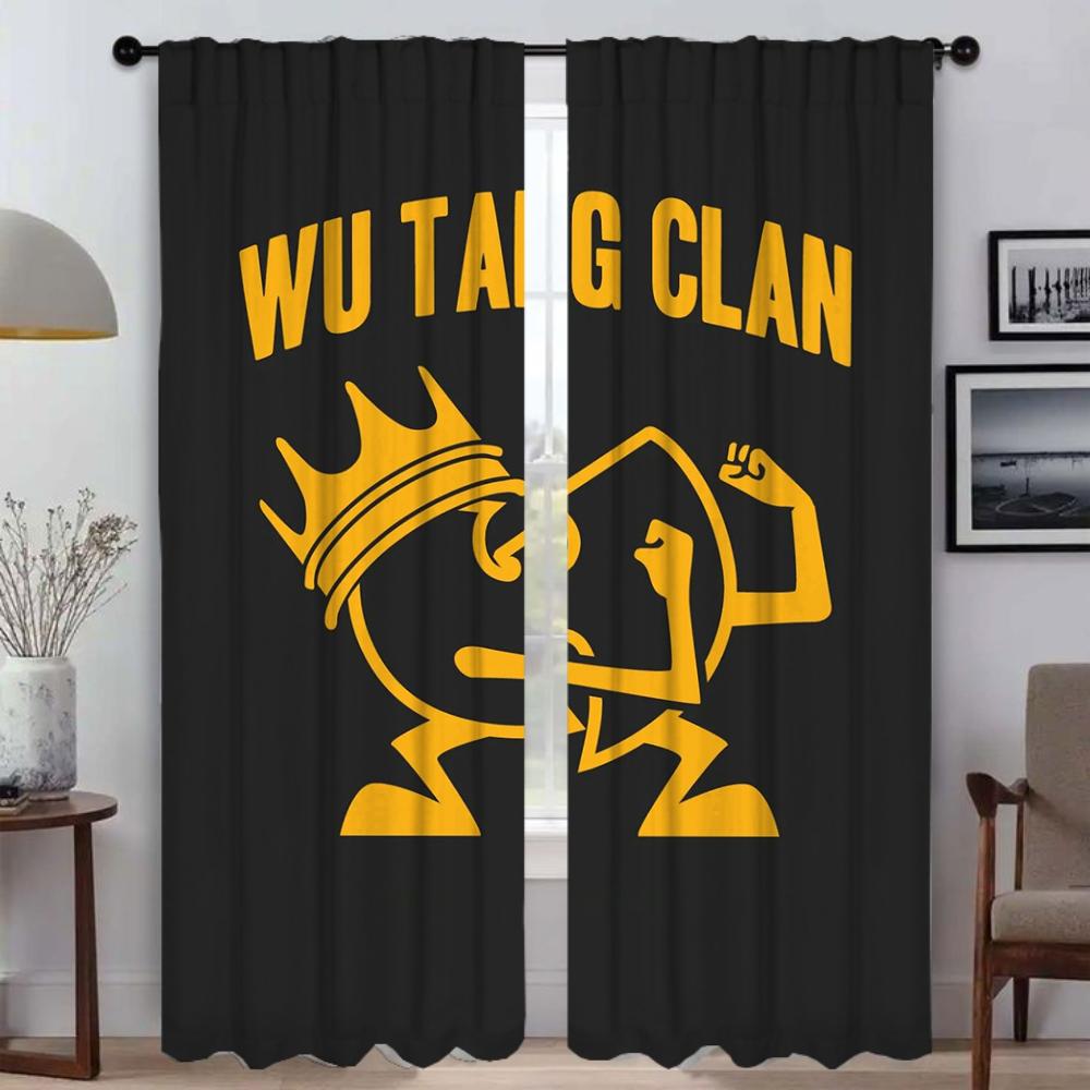 Set Of 2 Wu Tang Clans Partition Curtains Living Room Curtain Halloween Decoration Tulle Bedroom Home Interior For Made Polyester