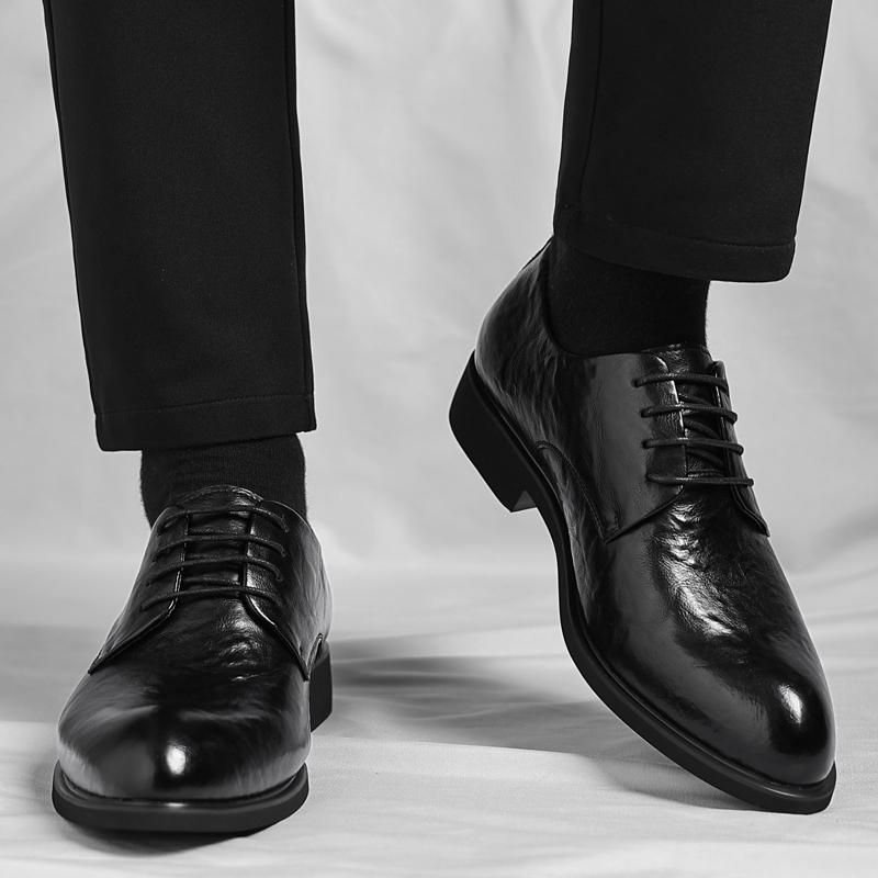 Fashion 2025 New Men Casual Business Shoes Elegant Men's Oxford Shoes Lace-Up Leather Dress Shoes for Men Comfortable Work Walking Flats