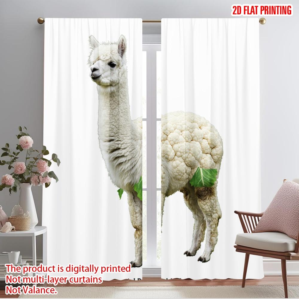 

2pcs 2D flat printing Drapes Alpaca Cauliflower Vegetable Polyester Without Electricity 0 Perfect for Holiday Parties Home Decor 52.50×116.00 CM 2pcs