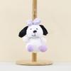 Dog Plush Playful Keychain With Cute Bow Design Adorable Soft Toy Doll In Pink Yellow Green Purple