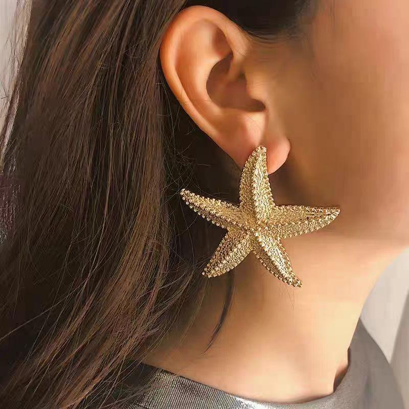 Starfish Beautiful Silver Earrings Alloy Plated Chic Summer Jewelry Holiday