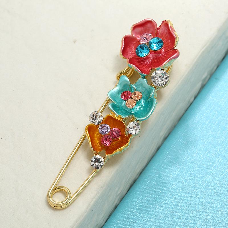 Oil silk scarf buckle brooch women's fixed clothes cardigan pin tulip flower temperament versatile accessories