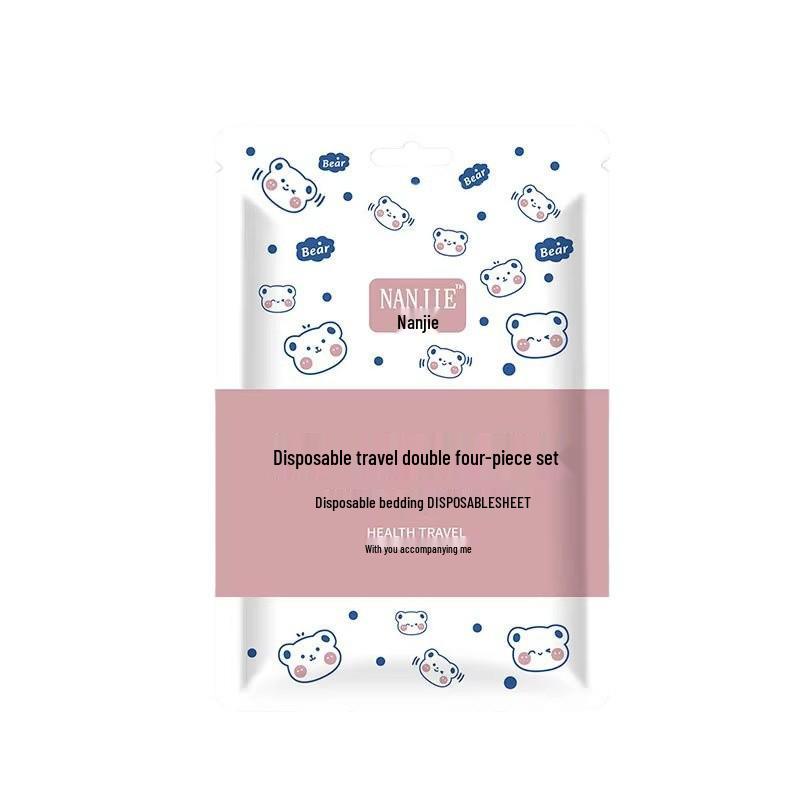 Tragbares Doppel-Hotel-Einweg-Bettwäsche-Set – Verdicktes, schmutzabweisendes Reise-Bettlaken & Bettbezug