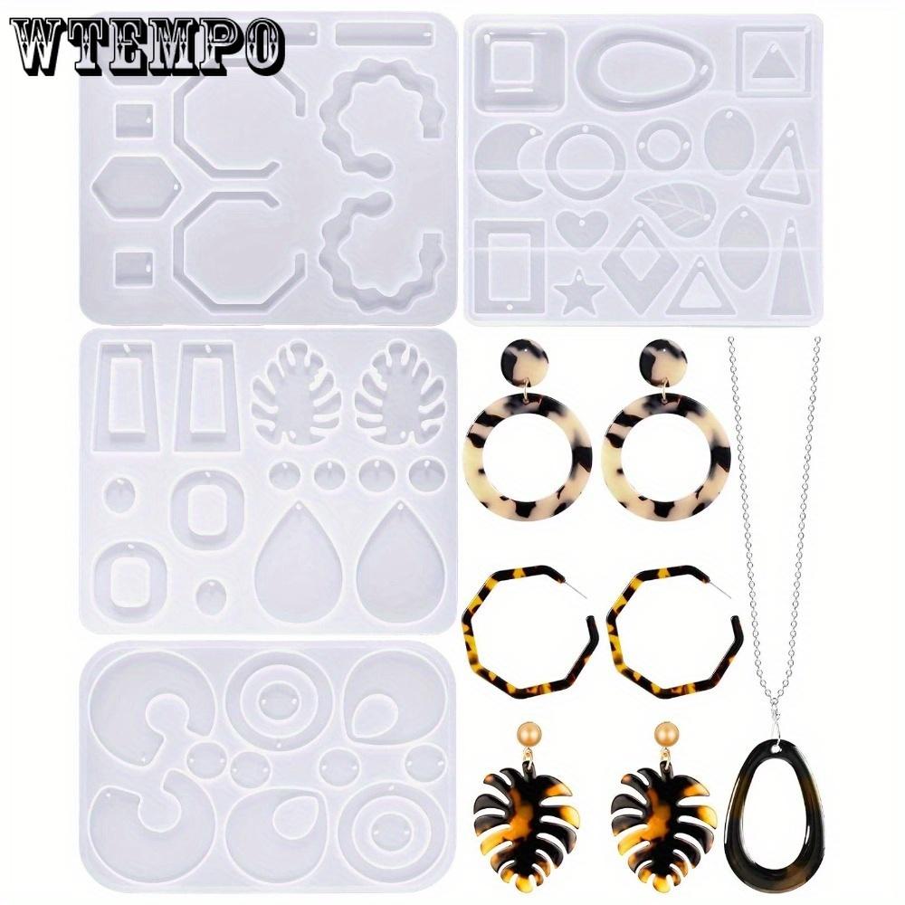 4pcs Resin Jewelry Earring Silicone Molds Women Epoxy Mold for Jewelry Making Gift Supplies DIY Craft Necklace Pendant