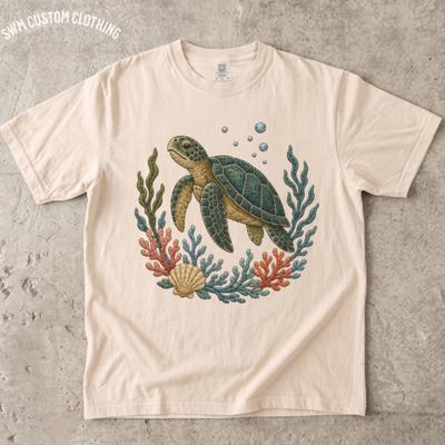 Vintage Sea Turtle Shirt, Marine Biology Graphic Tee, Coastal Cottagecore Comfort Colors Top, Coral Reef Art, Ocean Conservation Gift