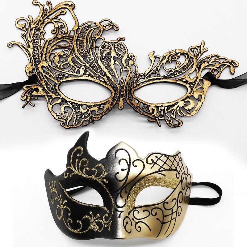 2 Pcs Elegant Black Lace Masquerade Mask Set For Couples Perfect For Venetian Party Mardi Gras And Halloween Celebrations