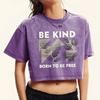 Be Kind Born To Be Free Leaf Printing Washed T Shirts Women Retro T-Shirts Summer T-Shirts Street Cotton  Tees Top