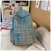 Simple Plaid Nylon Backpack Retro Large Capacity Casual Backpack with Multiple Pockets Suitable for Daily and Student Use