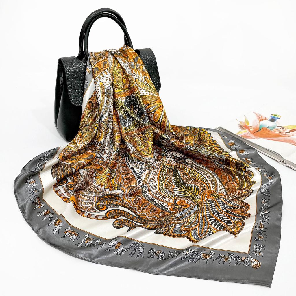High-quality Luxurious Silk Scarves Headband Scarfs Neck Scarf For Women Chain Silk Scarf Women's Decorative Shawl