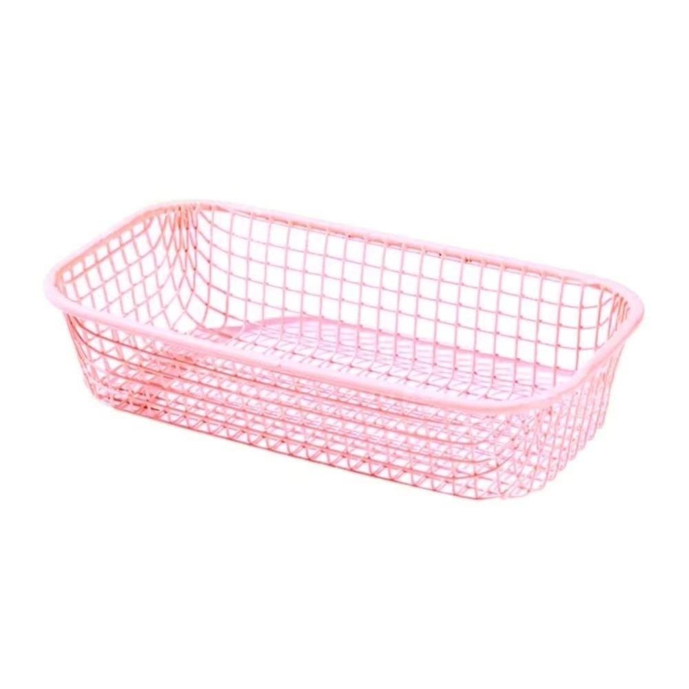 Multi-functional Desktop Storage Basket Large Capacity Candy Color Sundries Organizer Basket Iron Hollow Out Stationery Holder