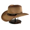 Spray Painted Denim Straw Hat Windproof Belt Accessories Western Cowboy Hat Outdoor Seaside Sun Protection Beach Hat