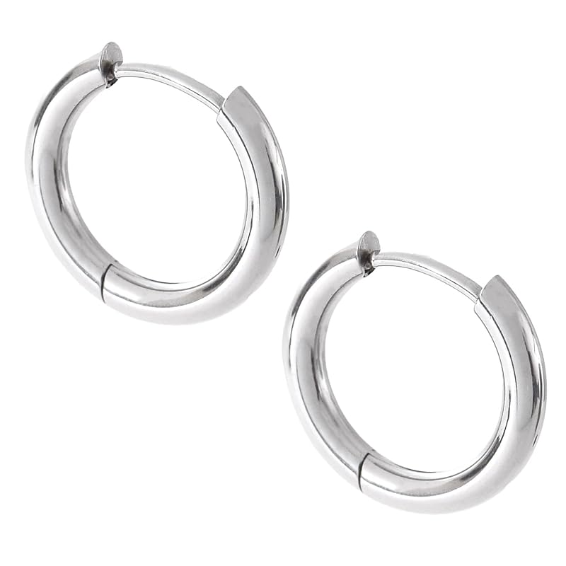 

[SCIOLTO] earrings hoop earrings ring earrings [18G set of 2 both ears] stainless Earrings that don t require a catch permanent earrings (Silver inner