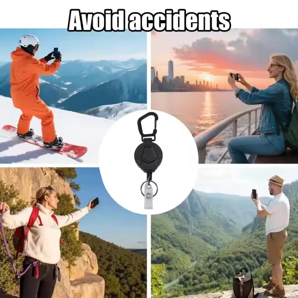 Alloy Retractable Key Reel Black Wire Rope Holder Portable Carabiner Clip  Outdoor Backpack Use