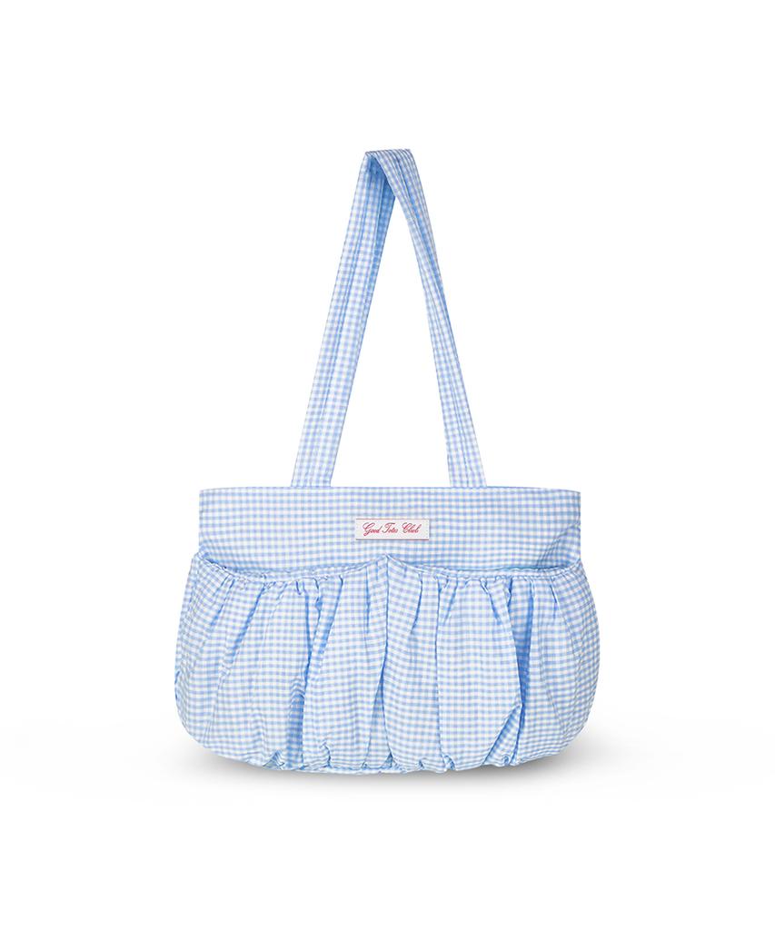 Goodtotes Souffle Puff Tote Bag (Blue Check)