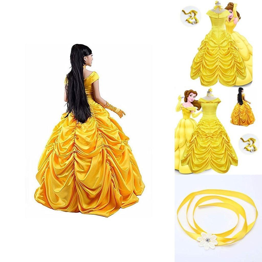 Elegante Costume Cosplay da Principessa Belle de La Bella e la Bestia, Stile Fiabesco, per Donna