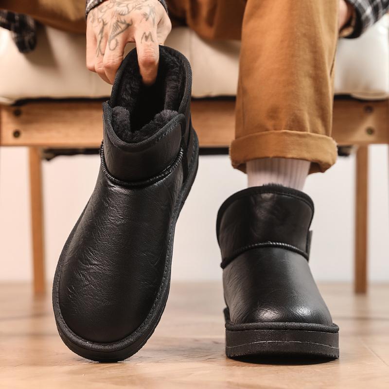 Herren Winter Freizeitmode rutschfest abriebfest dicke Sohle hohe Stiefel aus Baumwolle mit Plüschkomfort dicke Schneestiefel