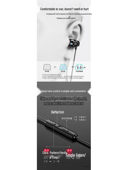 In-Ear Wired Earphones with Heavy Bass and High-Quality Subwoofer, Compatible with Round and Flat Hole Devices
