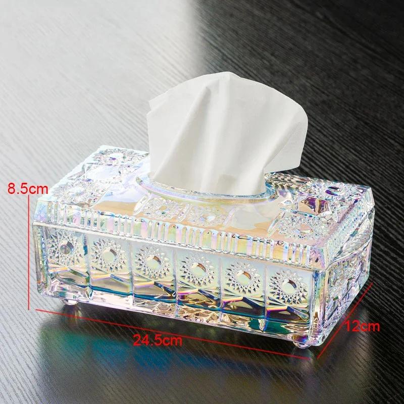Relief Pattern Glass Tissue Boxes Paper Towel Napkin Holders Home Living Room Desktop Toilet Box Storage Containers