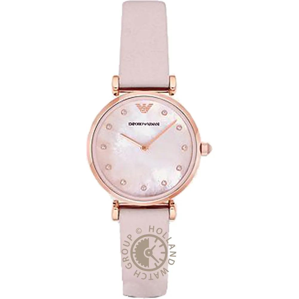 

Emporio Armani Gianni T-Bar Mother of Pearl Pink Leather Ladies Quartz Watch AR1958 мать жемчужного