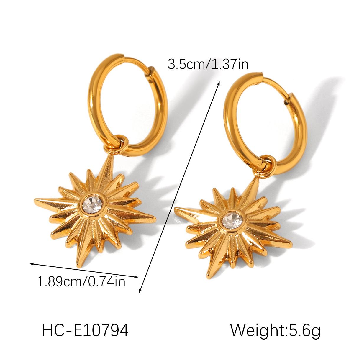 

Stylish Titanium Steel Diamond Eight Point Star Necklace And Earrings Set For Women Fashion Jewelry