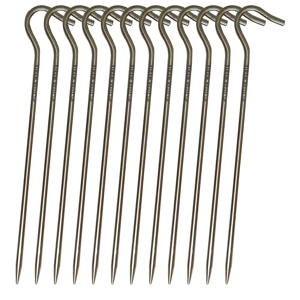 

TITAN MANIA Titanium pegs, ultra-lightweight, 20cm, set of 12, titanium pegs, pin pegs, solid, forged pegs, mountains, gravel, grass, hard ground,