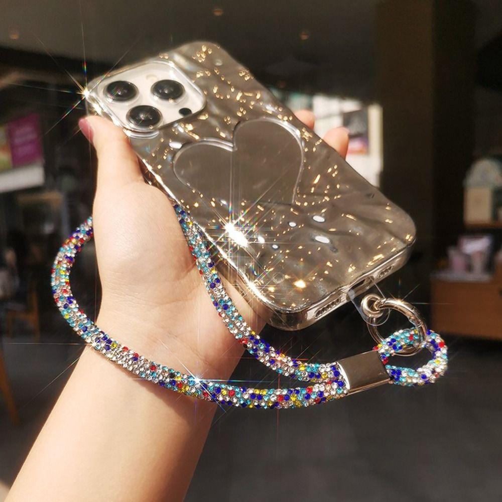 Glitter Rhinestone Phone Lanyard Bling Bling Anti-lost Wrist Rope Phone Accessories