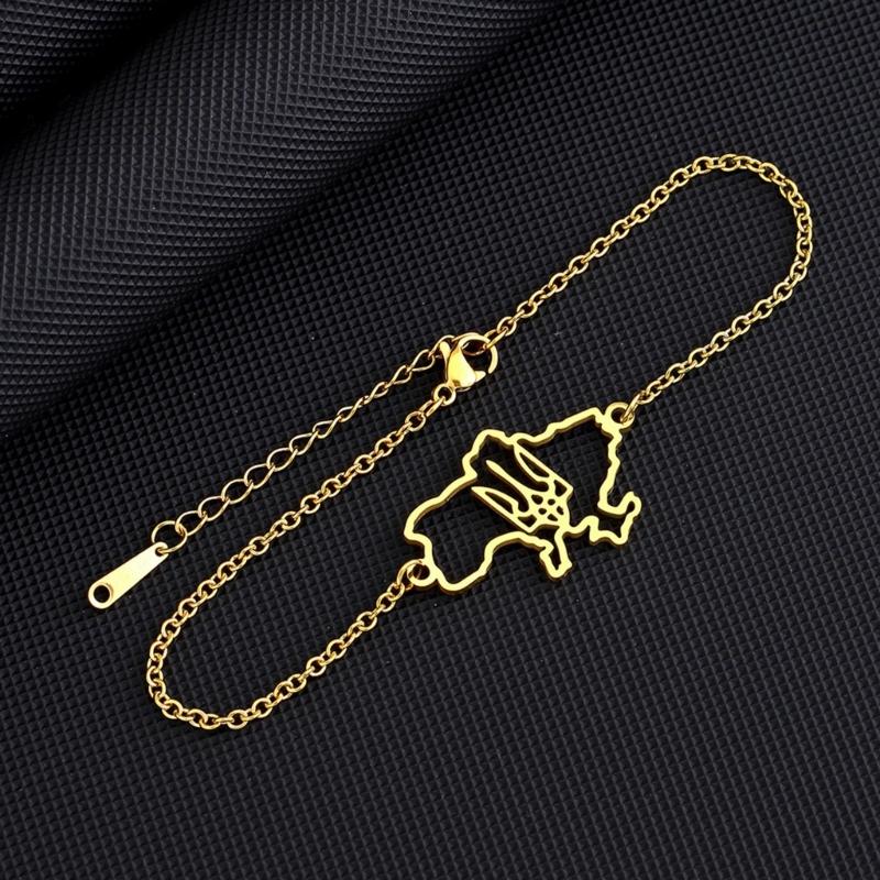 Ukraine Map Bracelets Pendant Bracelets Ukraine Flag Bracelets Ukraine Jewelry Chain Bracelets Stainless Steel Material