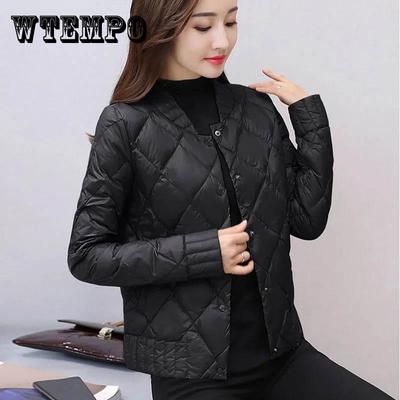 Damen Herbst und Winter Kleine Baumwolljacke Kurz Leicht Daunenmantel Dünn Mittelalterlich Winter Stehkragen Parka Oberbekleidung