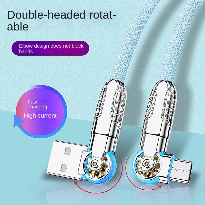Podwójny łokieć obrotowy z lekkim przedłużeniem typu C, szybki kabel do ładowania danych, odpowiedni do telefonów komórkowych, kabel do ładowania w samochodzie, do wygodnego grania