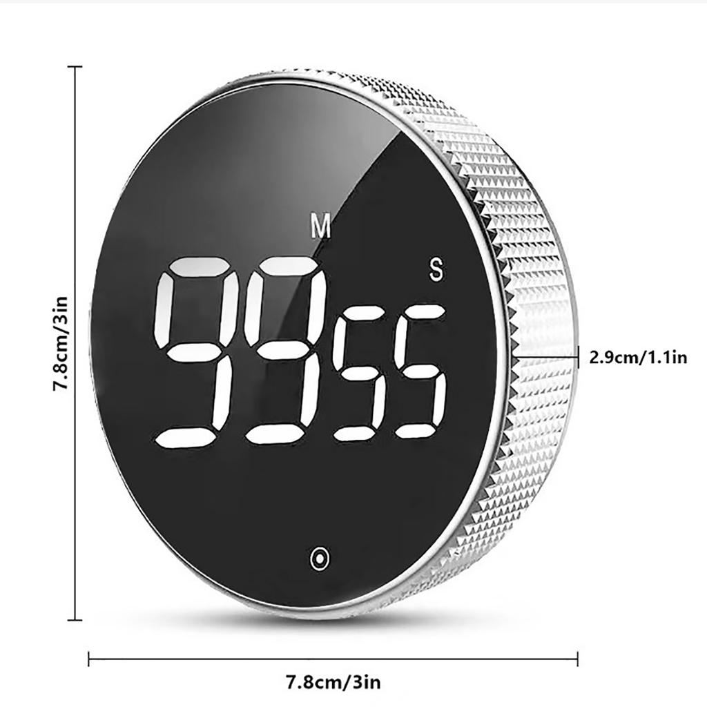 Digital Kitchen Timer Pomodoro Timer Rotating Dial Count Up Down with Magnetic Back 3 Preset Times Large LED Display
