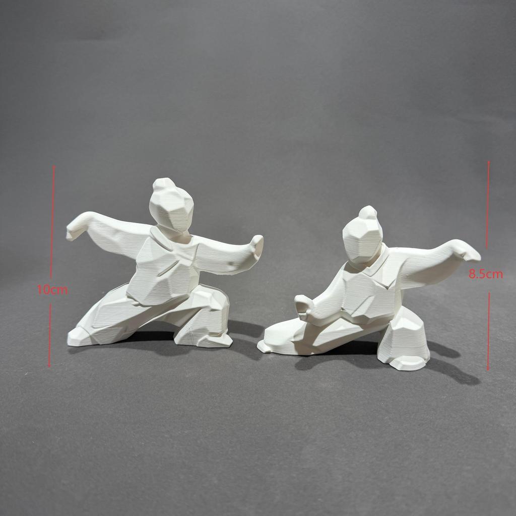 3D Printed Martial Arts Figurines Set Desktop Decor Home Bonsai Ornament Kung Fu Pose Statue Figurines Tabletop Decoration Gifts