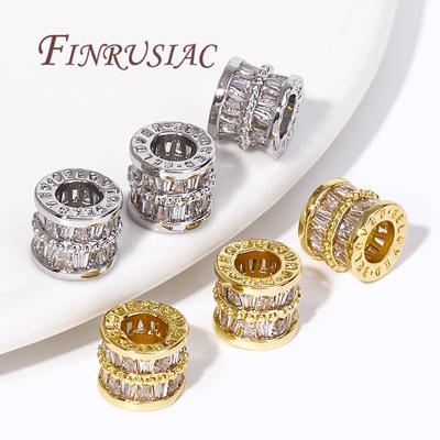 18K Gold Plated Zircon Crystal Bead Accessories For Bracelets,Round Spacer Bead,Separator For Beads,DIY Jewelry Making Supplies