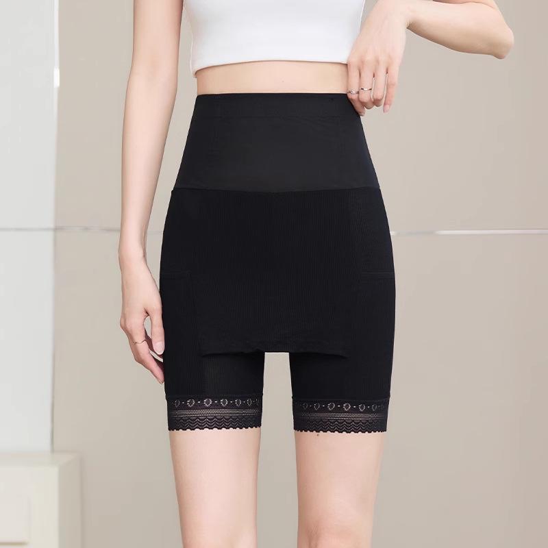 

Women s Seamless High-Waist Safety Shorts: Tummy Control, Anti-Exposure, Lace Trim, Cotton Crotch, Non-Rolling, Thin Base Layer. XXL: 120-140 jin