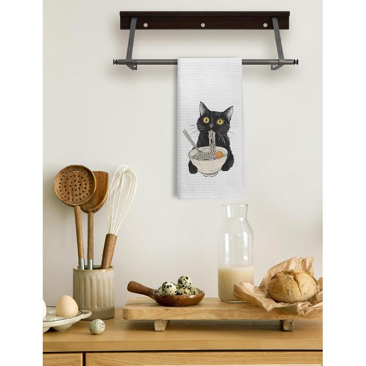 Black Cat Kitchen & Bath Decor - Cat Gifts, 16x24 Inch Hand & Dish Towels