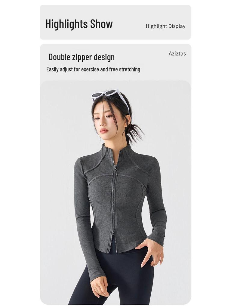 2025 Autumn/Winter Women's Stand Collar Slim Fit Yoga Jacket for Running and Sports