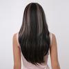 Dlouhé rovné syntetické paruky černé s melírovaným vlasem Paruky Střední část pro ženy Tepelně odolné cosplay paruky
