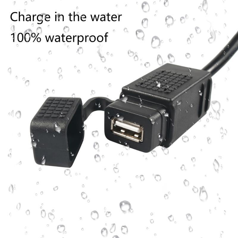 2.1Amp Waterproof Motorcycle USB Charges SAE to USB Adapter Cable Phone Tablet Navigation Charges