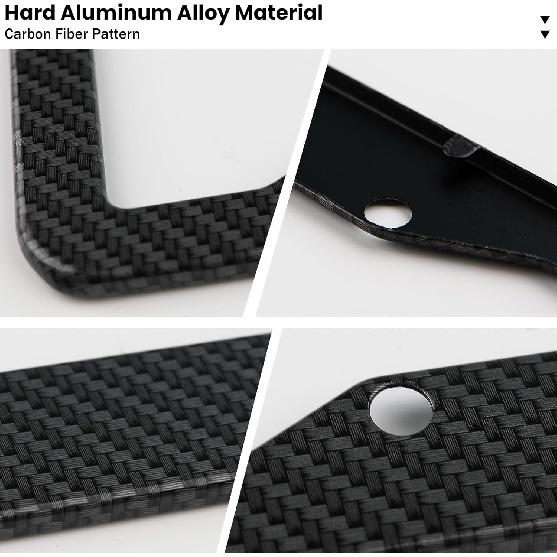 OLLEN Aluminum License Plate Frames For Front & Rear, 2 Pack Heavy Duty Car Tag Holder Protector, With Mount Hardware, Screws Caps, 8 Rattle Proof