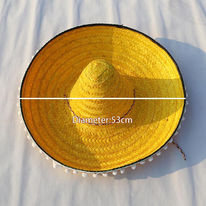 Halloween Cosplay Mexican Straw Hat Dress Up Hat Show Ball Colorful Straw Hat Wide Brim Carnival Party Hat Hawaiian Style