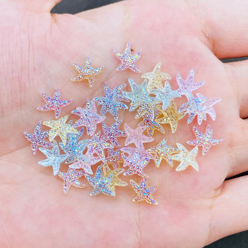 

100Pcs New Cute Mini Mixed Color Starfish Resin Figurine Crafts Flatback Cabochon Ornament Jewelry Making Accessories A41