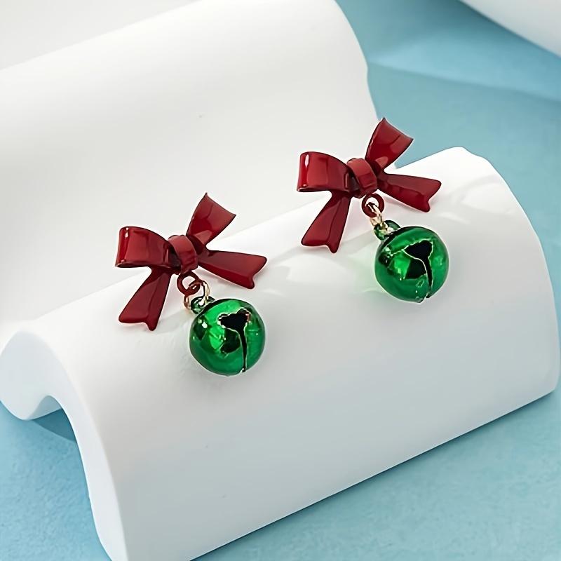 Cute Christmas Bell Dangle Earrings - Fashion Holiday Jewelry with Stainless Steel Ear Needle, Alloy Construction, Drop Earrings Design