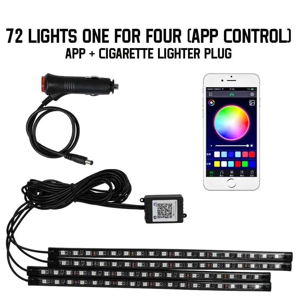 Neon LED Interior Car Light APP Music Remote Control RGB Underglow LED Ambient Light USB/Cigar Plug Auto Atmosphere Lighting 12V