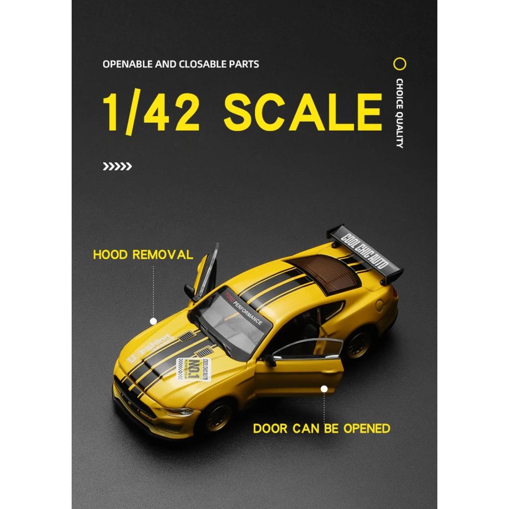 1/42 Ford Mustang GT 2018 Assembly Modification Series Alloy Diecast Car Model Trendy Home Decoration Miniatures Birthday