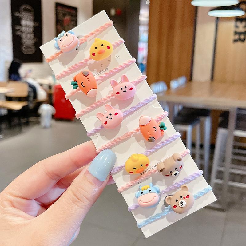 10-30PCS/Set, Cute Cartoon Animals, Hair Bands, Girls, Elastic Rubber Band, Headwear, Hair Accessories