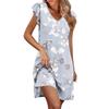 Abito Estivo da Donna Manica a Volant Scollo a V Abiti Corti Moda Casual Ampio A Linea Svasato Abito da Sole con Tasca
