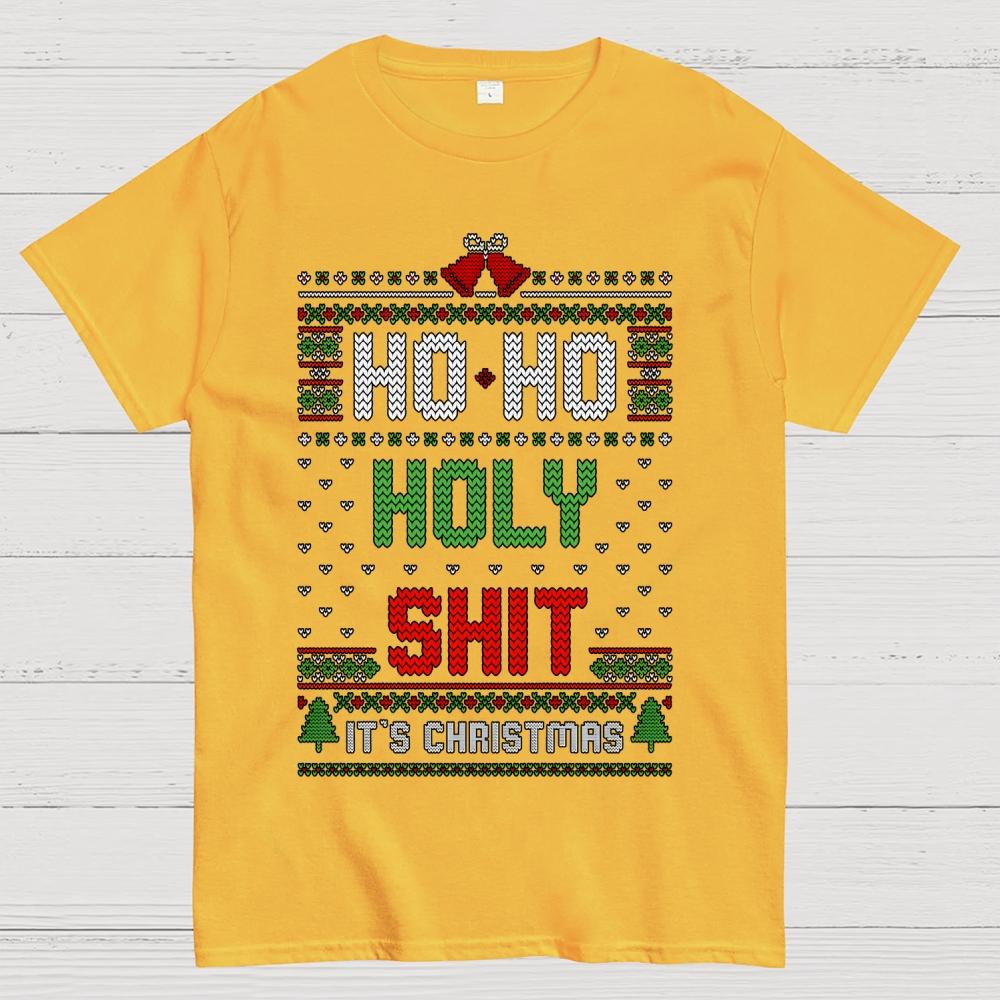 Ho Ho Holy Shit It's Christmas Cotton Summer Casual Cool Loose T-Shirt